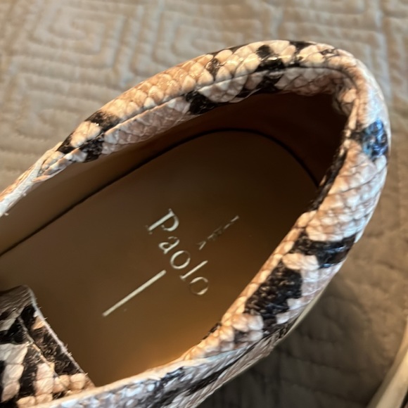 LINEA PAOLO  Platform Sneaker Kendra Shoes Leather Trim Snakeskin - Picture 7 of 8